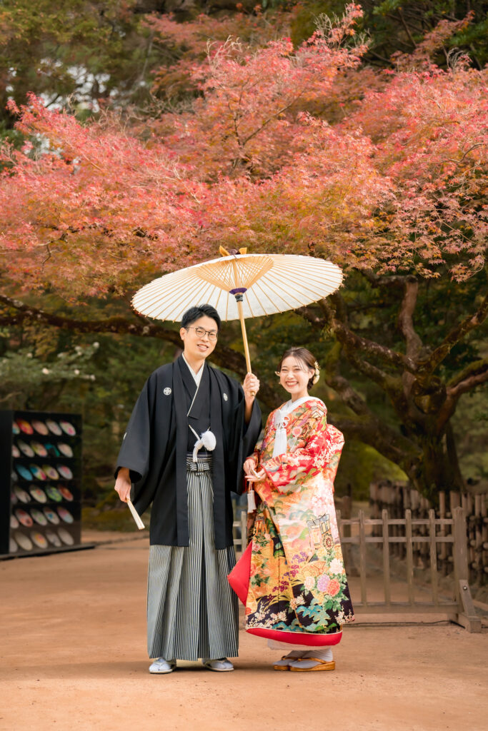 撮りフォトウェディング岡山での10月に撮影された紅葉時期の実際の写真お日にち選びの参考に028