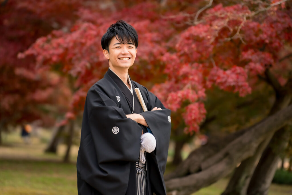 撮りフォトウェディング岡山での10月に撮影された紅葉時期の実際の写真お日にち選びの参考に095