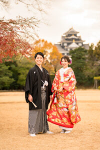 撮りフォトウェディング岡山での10月に撮影された紅葉時期の実際の写真お日にち選びの参考に136