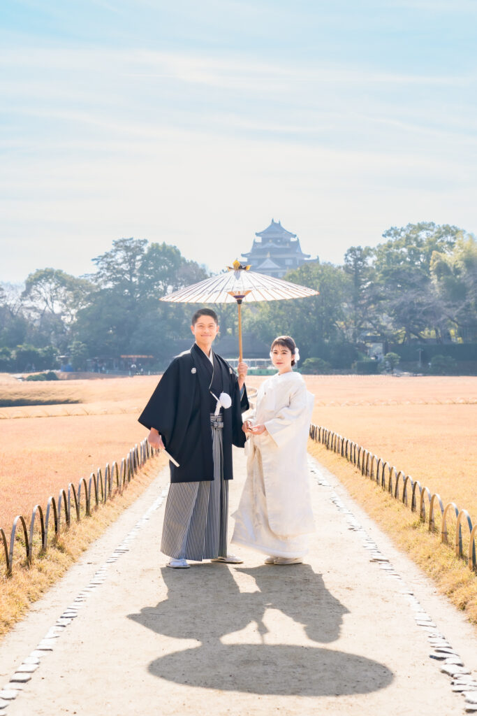 撮りフォトウェディング岡山での10月に撮影された紅葉時期の実際の写真お日にち選びの参考に140