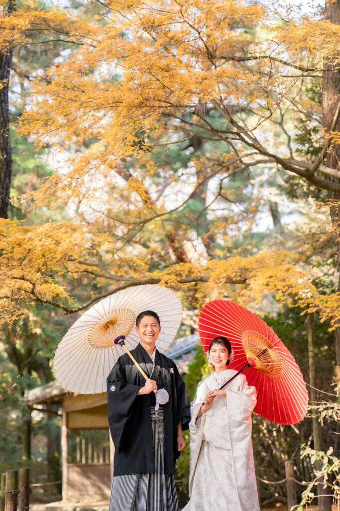 撮りフォトウェディング岡山での10月に撮影された紅葉時期の実際の写真お日にち選びの参考に141