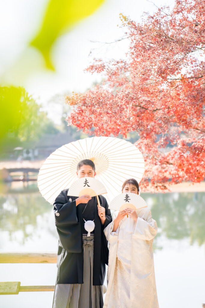 撮りフォトウェディング岡山での10月に撮影された紅葉時期の実際の写真お日にち選びの参考に142