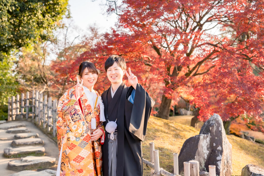 撮りフォトウェディング岡山での10月に撮影された紅葉時期の実際の写真お日にち選びの参考に168