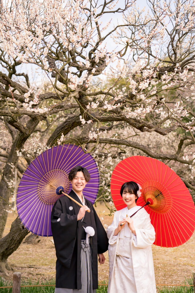 オールインクルーシブ岡山県でお得に冬のフォトウェディングや前撮り2026岡山後楽園梅の事例0004
