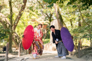 岡山で結婚式の前撮りフォトウェディングプロカメラマン目線で新緑の魅力をご紹介2026夏限定LITEプラン早割でさらにお得後楽園6