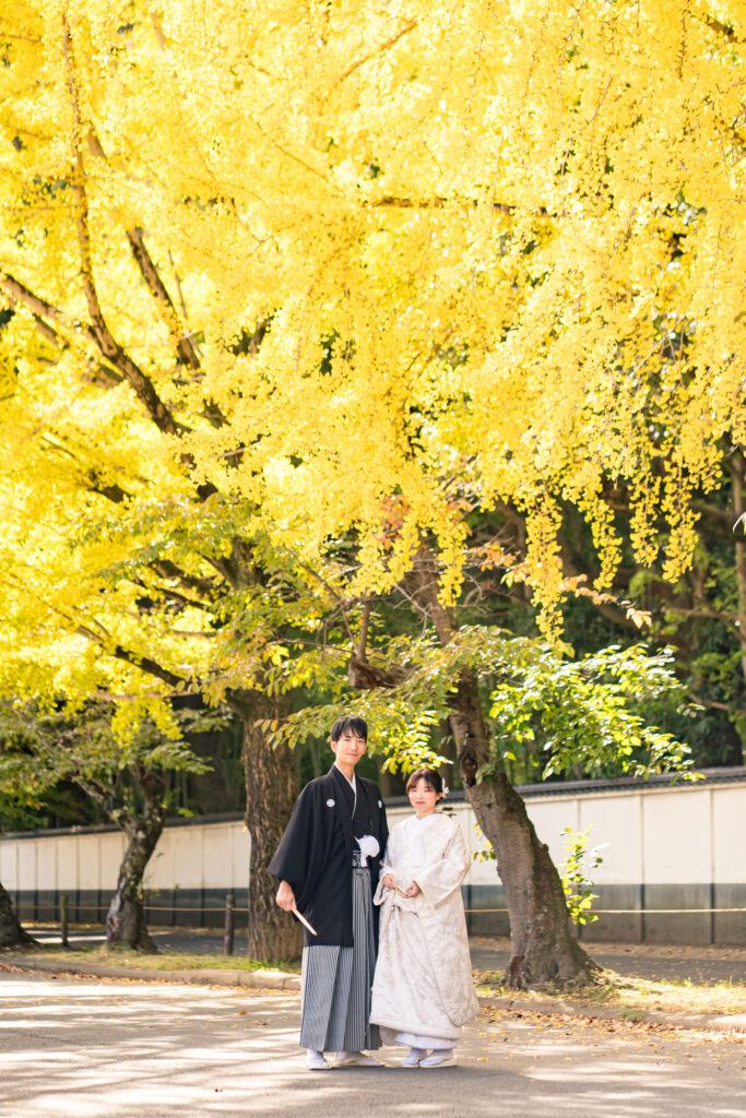 岡山後楽園での前撮りフォトウェディング和装をお得にネムラフィルムズ