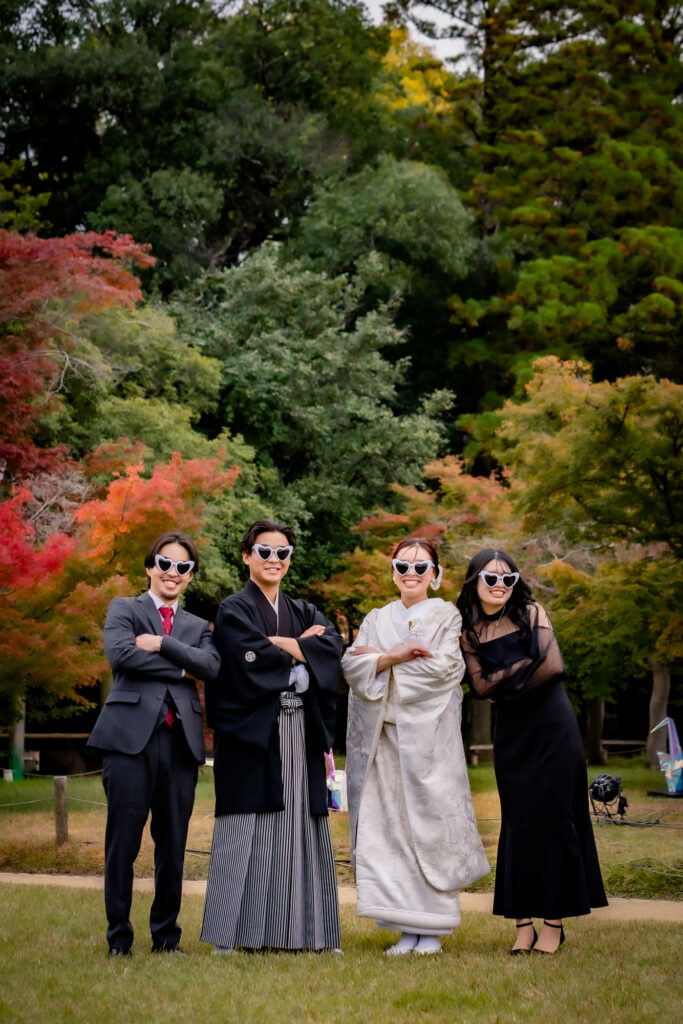 岡山後楽園での前撮りフォトウェディング和装をお得にネムラフィルムズ紅葉234