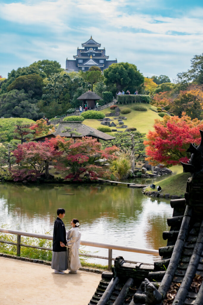 岡山後楽園での前撮りフォトウェディング和装をお得にネムラフィルムズ234