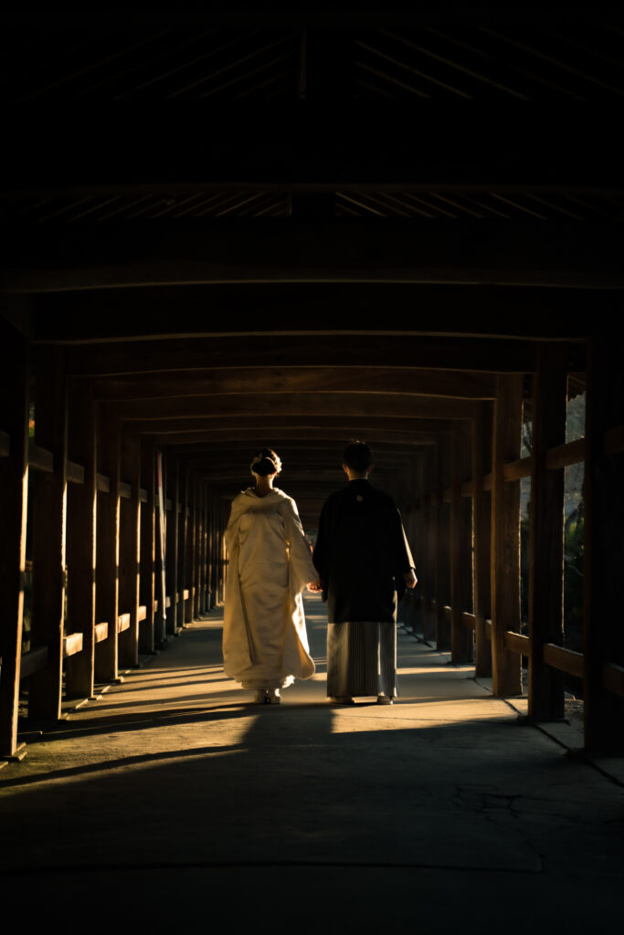 吉備津神社での前撮りフォトウェディング和装をお得にネムラフィルムズ紅葉7