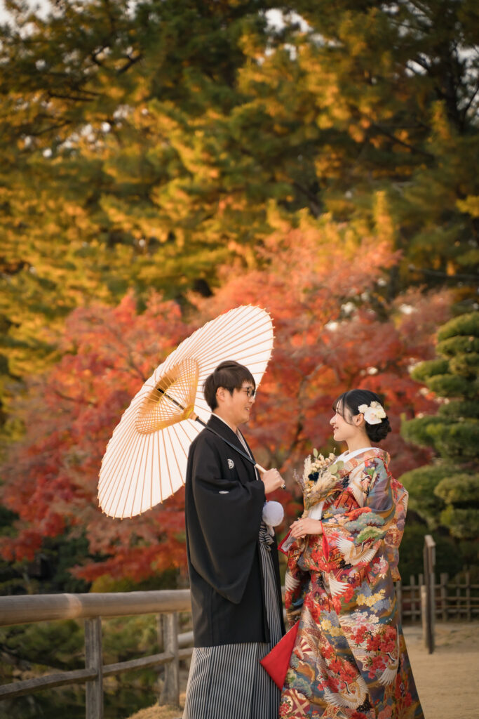 岡山後楽園での紅葉前撮りウェディングフォトはいつまで撮影できるのか実際に撮影された写真を日付別に紹介40