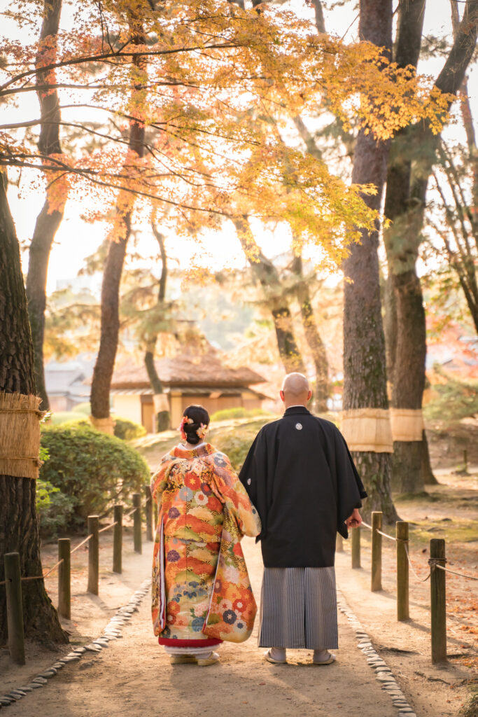 岡山後楽園での前撮りフォトウェディング和装をお得にネムラフィルムズ62